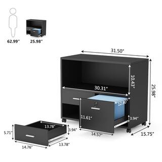 TRIBESIGNS WAY TO ORIGIN Fagan Black Mobile Engineered Wood File Cabinet with 3 Drawers HD-F1357