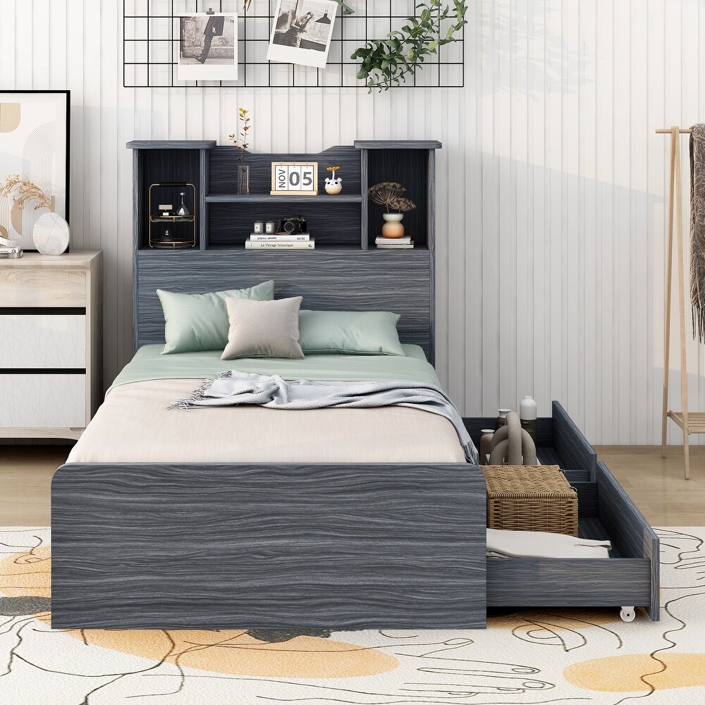 Twin Size Storage Platform Bed Frame