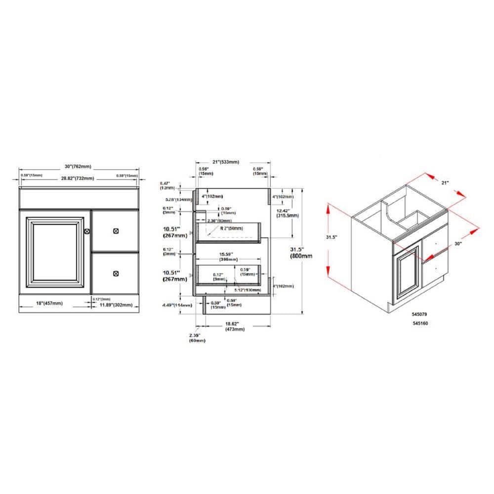 Design House Wyndham 30 in W x 21 in D Unassembled Bath Vanity Cabinet Only in White SemiGloss