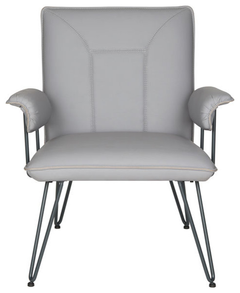 Angie 17.3 quoth Mid Century Modern Leather Arm Chair Grey/ Black   Modern   Armchairs And Accent Chairs   by Virgil Stanis Design  Houzz