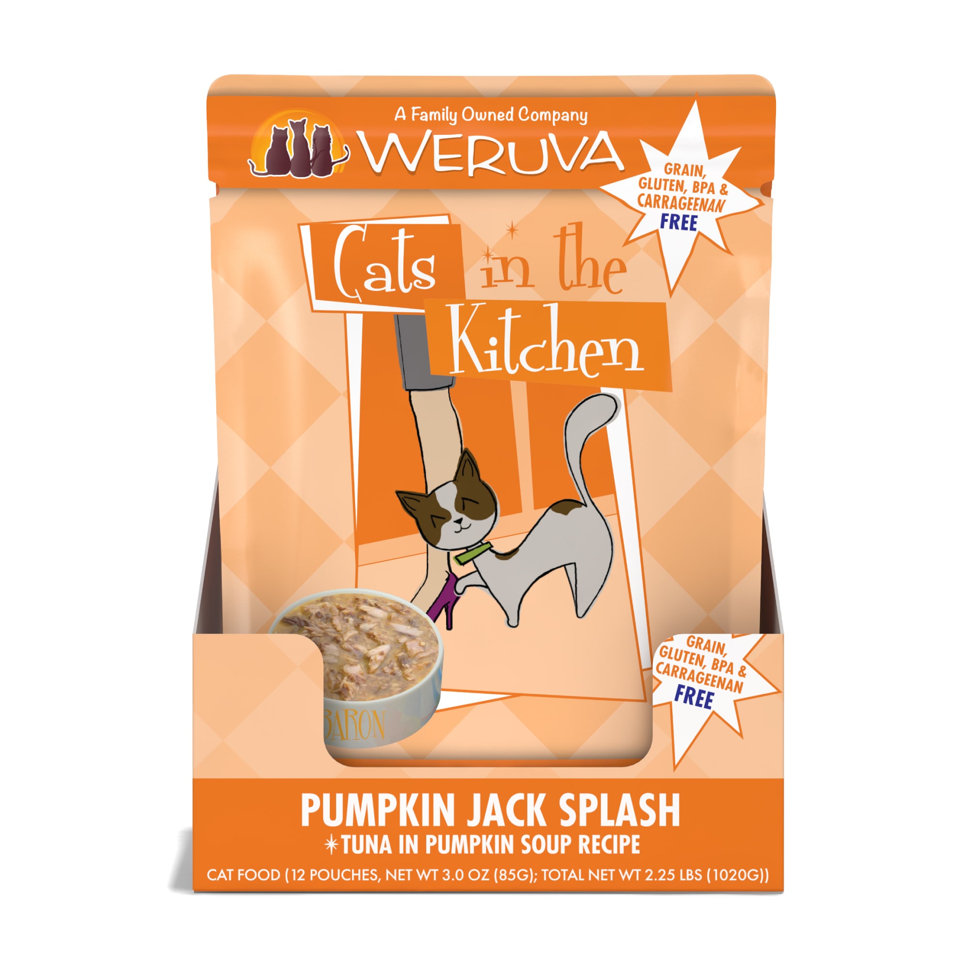 Cats in the Kitchen Originals Pumpkin Jack Splash Tuna in Pumpkin Soup Recipe Wet Cat Food， 3 oz.， Case of 12