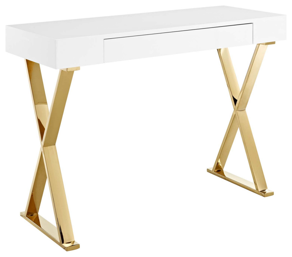 Sector Stainless Steel Console Table  White Gold   Contemporary   Console Tables   by Homesquare  Houzz