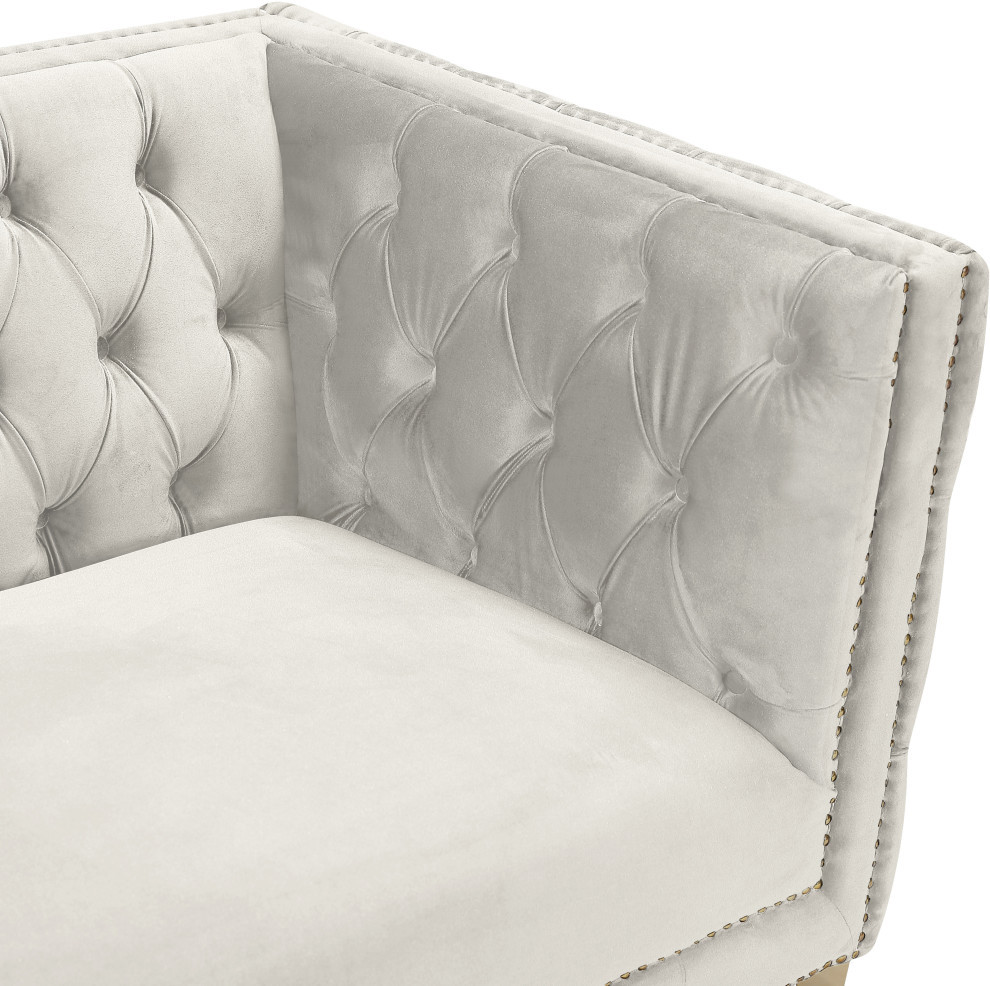 Michelle Fabric Upholstered Chair  Gold Iron Legs   Contemporary   Loveseats   by Meridian Furniture  Houzz