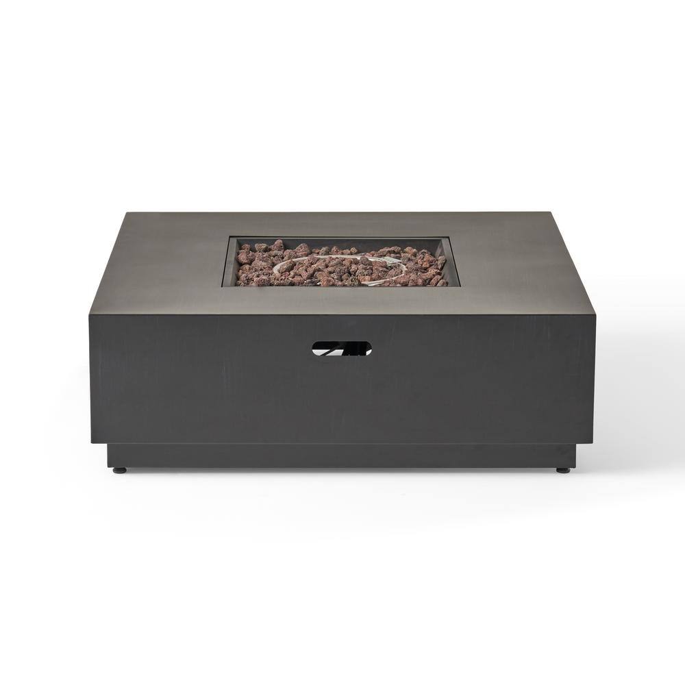 Noble House Reign Dark Gray Square Metal Fire Pit (No Tank Holder) 67262