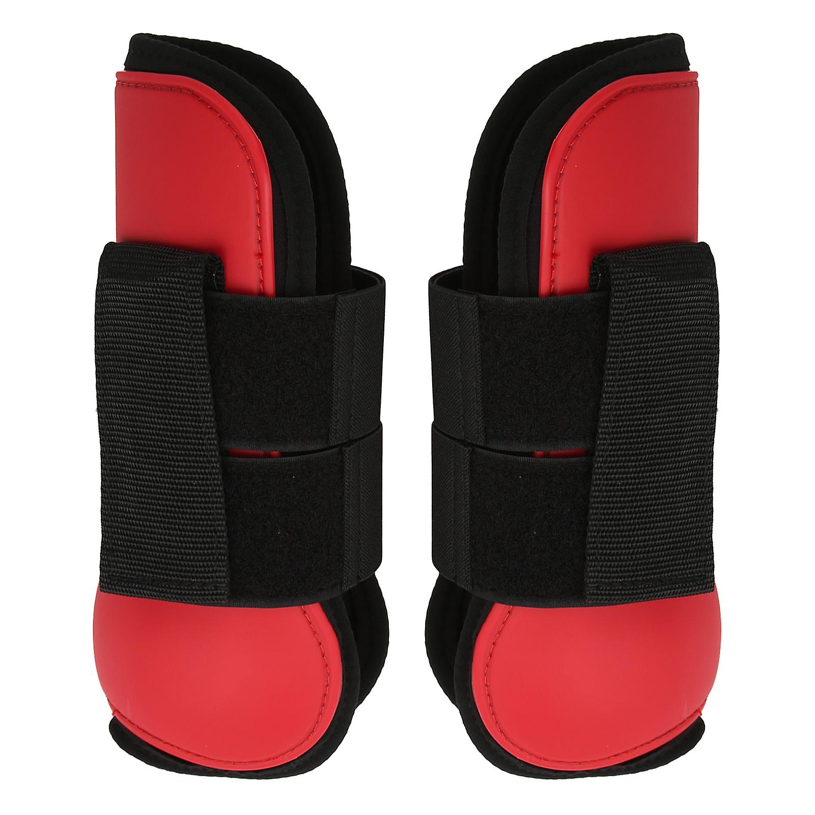 1 Pair Horse Tendon Boots Soft Prevent Slipping Easy To Stick Pu Shell Horse Fetlock Boots For Horsesred Front Legs L