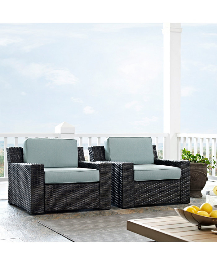 Crosley Beaufort 2 Piece Outdoor Wicker Seating Set With Mist Cushion - 2 Outdoor Wicker Chairs