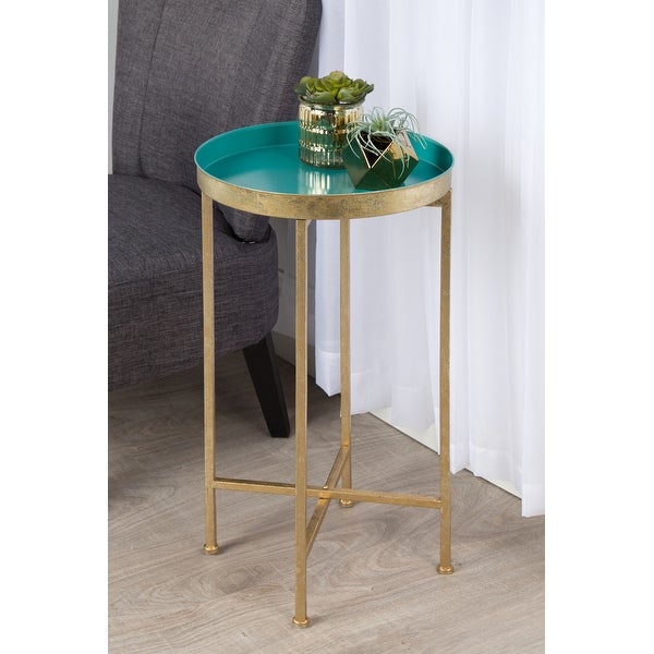 Kate and Laurel Celia Round Foldable Metal Accent Table - 14x14x26