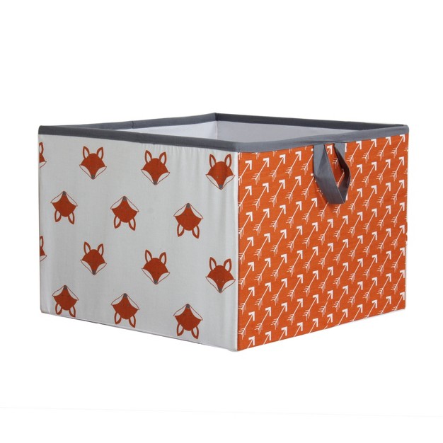 Bacati Playful Fox Orange gray Storage Box Large