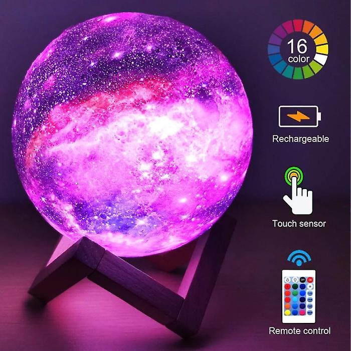 Mixxar 3D RGB Stars Moon Galaxy Lamp 20cm with Remote Control - Mood Lamp Table Lamp Starry Sky Projector