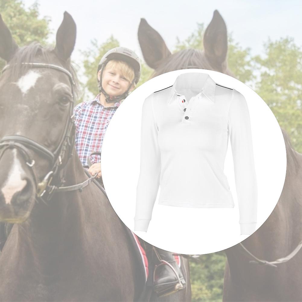 Outdoor Sports White T-shirt Polo Boy's Equestrian Riding Horse T-shirt Short Sleeve (white)