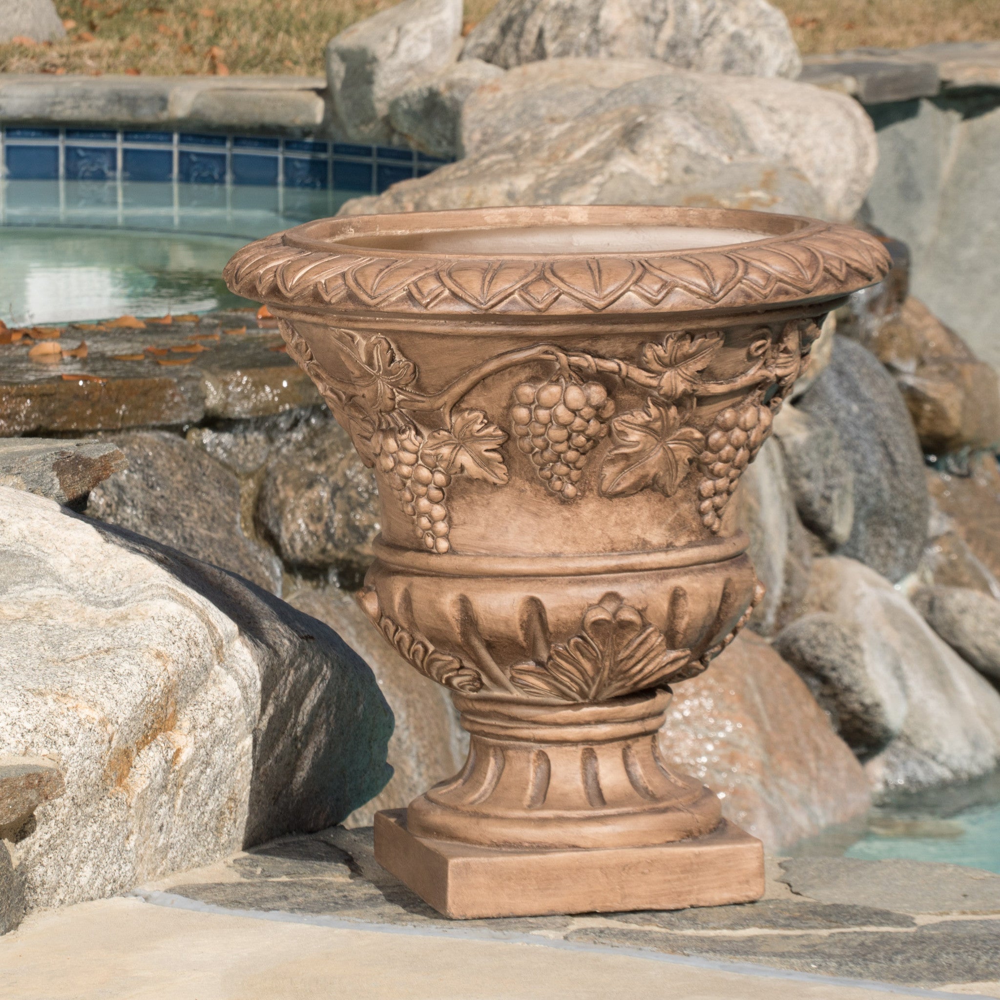 Porta Light Brown Roman Style Urn Planter