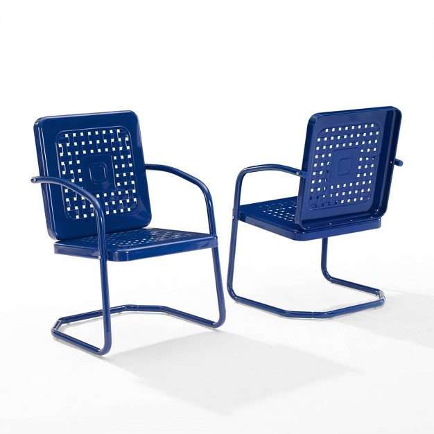 Bates 2pk Outdoor Metal Chairs Navy Crosley