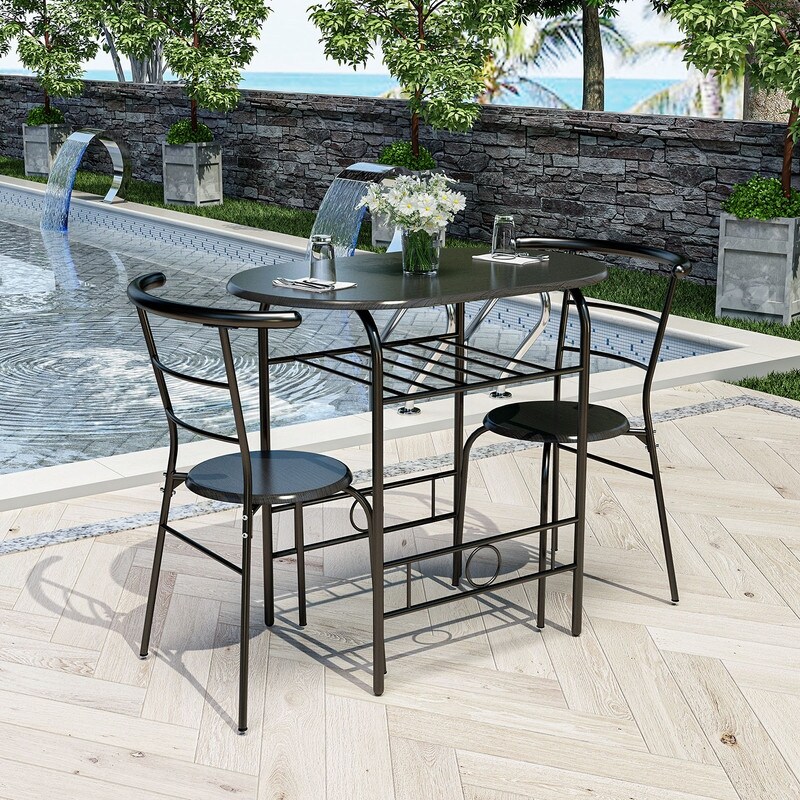 3 Piece Round Bistro Table Set for Small Spaces  Outdoor