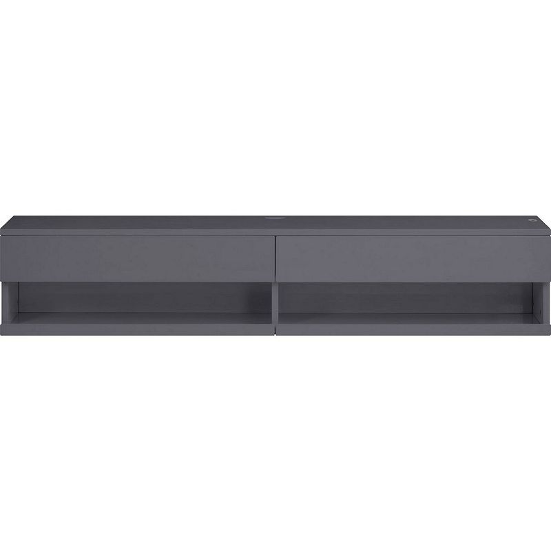 Floating TV Stand with 2 Storage Drawers and LED， Gray