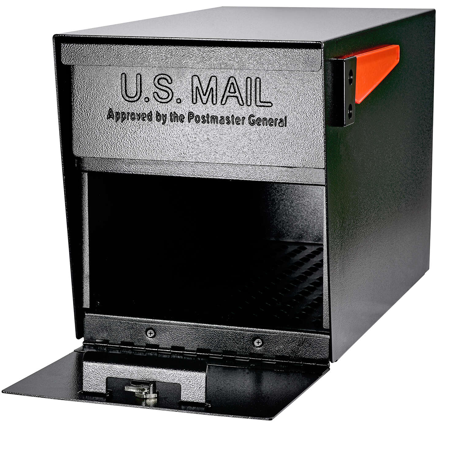 Mail Boss Modern Galvanized Steel Post Mount Black Locking Mailbox