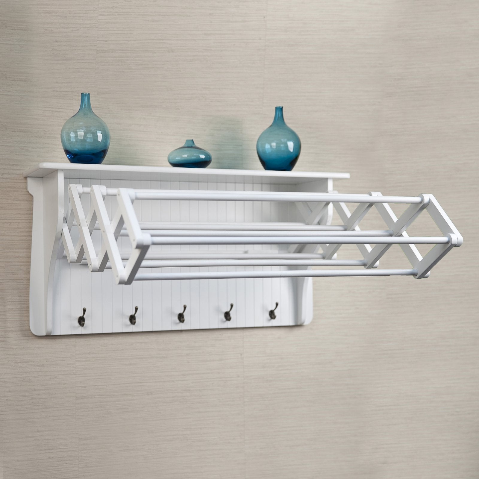 Danya B Accordion Metal and Wooden Drying Rack, White