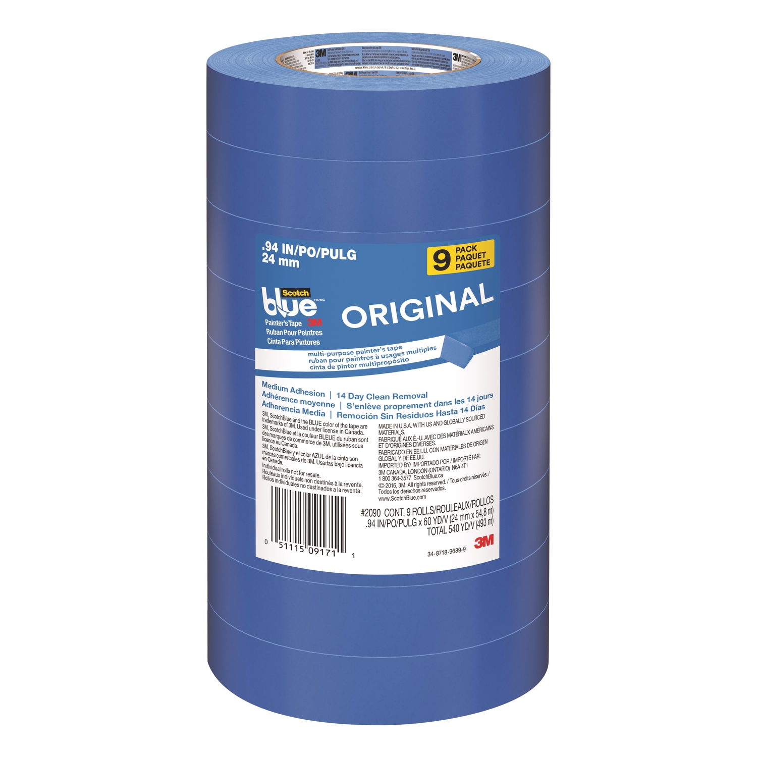 ScotchBlue .94 in. W X 60 yd L Blue Medium Strength Painter-u0027s Tape 9 pk