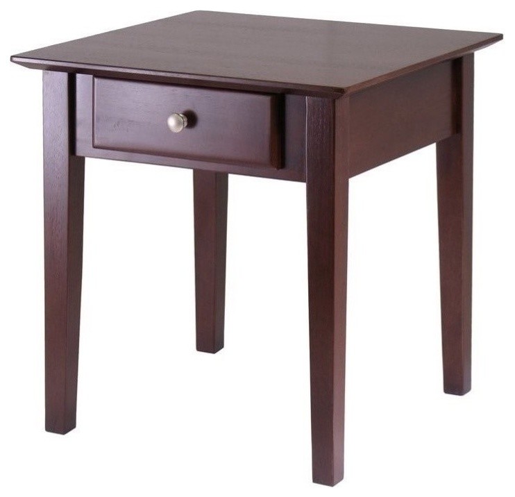 Pemberly Row End Table with One Drawer in Antique Walnut   Transitional   Side Tables And End Tables   by Homesquare  Houzz