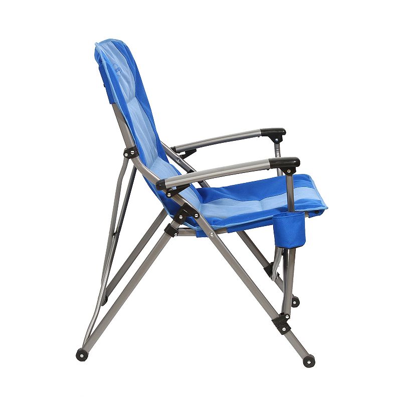 Kamp-Rite Soft Padded Folding Hard Arm Camp Chair with Cupholder， Blue (2 Pack)