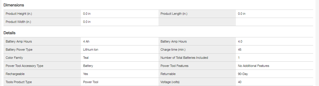 Makita BL4040 40V Max XGT 4.0Ah Battery