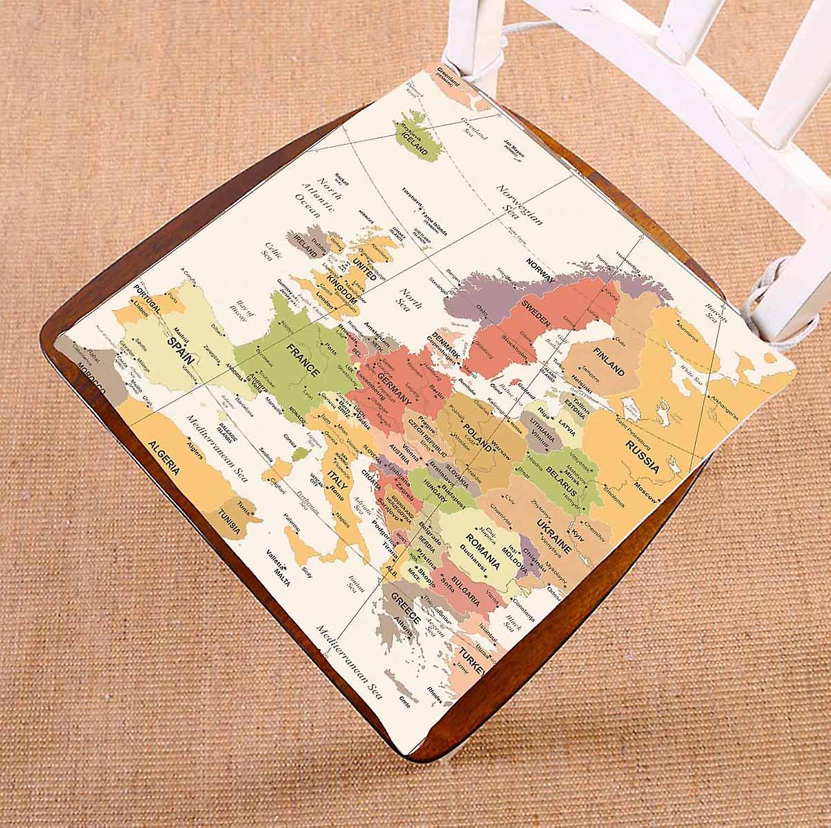 Europe Map Chair Pads Chair Mat Seat Cushion Chair Cushion Floor Cushion 45x45 Cm