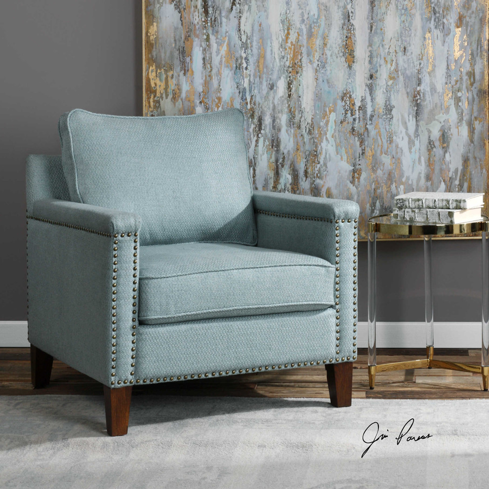 Charlotta Sea Mist Accent Chair   Transitional   Armchairs And Accent Chairs   by Ownax  Houzz