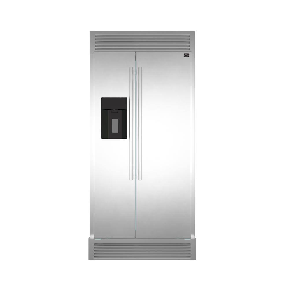 Forno Salerno 36 in. Side by Side French Door Refrigerator with Decorative Grill in Stainless Steel FFRBI1844-40SG