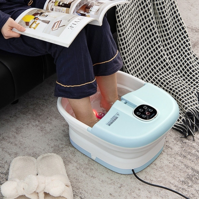 Folding Foot Spa Basin with Heat Bubble Roller Massage Temp and Time Set   13\