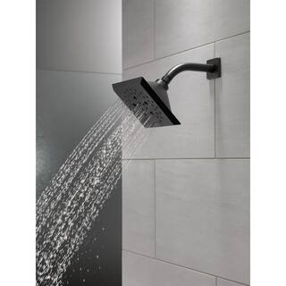 Delta Pivotal 5-Spray Patterns 1.75 GPM 5.81 in. Wall Mount Fixed Shower Head with H2Okinetic in Matte Black 52664-BL