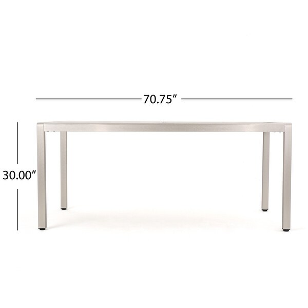 Cape Coral Outdoor Aluminum Dining Table with Tempered Glass Table Top by Christopher Knight Home