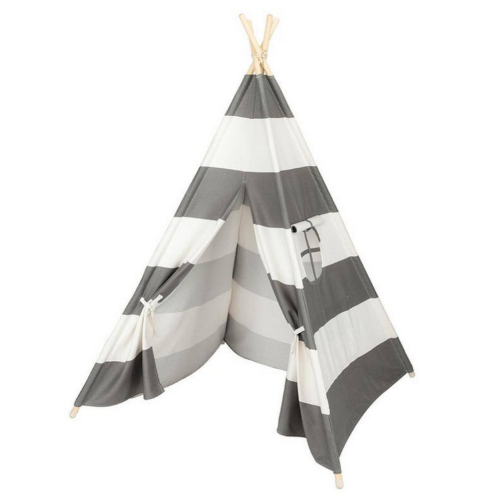 Ejoy 48 in. x 48 in. x 72 in. Natural Cotton Canvas Teepee Tent for Kids Indoor and Outdoor Playing (Set of 2-Piece) TeepeeTent_4PoleLargeGREY_2pc