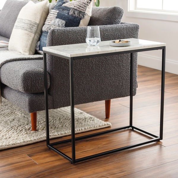 Cumo Modern Rectangular Mixed Material Frame End Table - 24