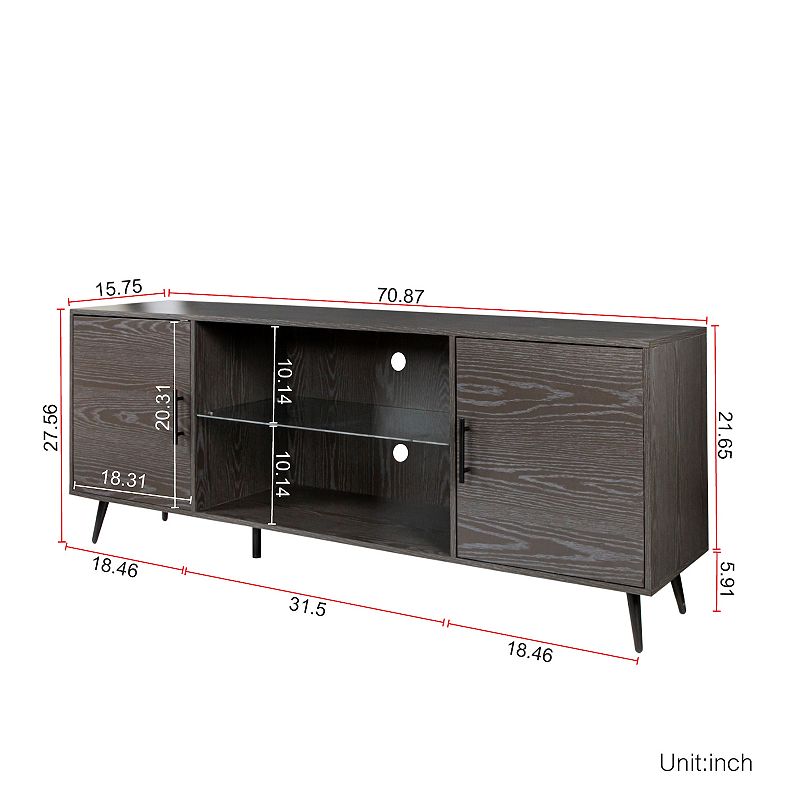 F.C Design TV Stand Mid-Century Wood Modern Entertainment Center Adjustable Storage Cabinet