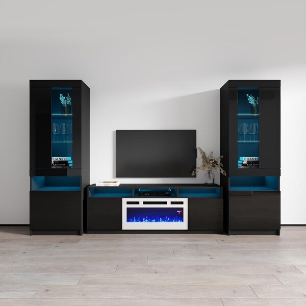 Reno WH05 Electric Fireplace Modern Wall Unit Entertainment Center