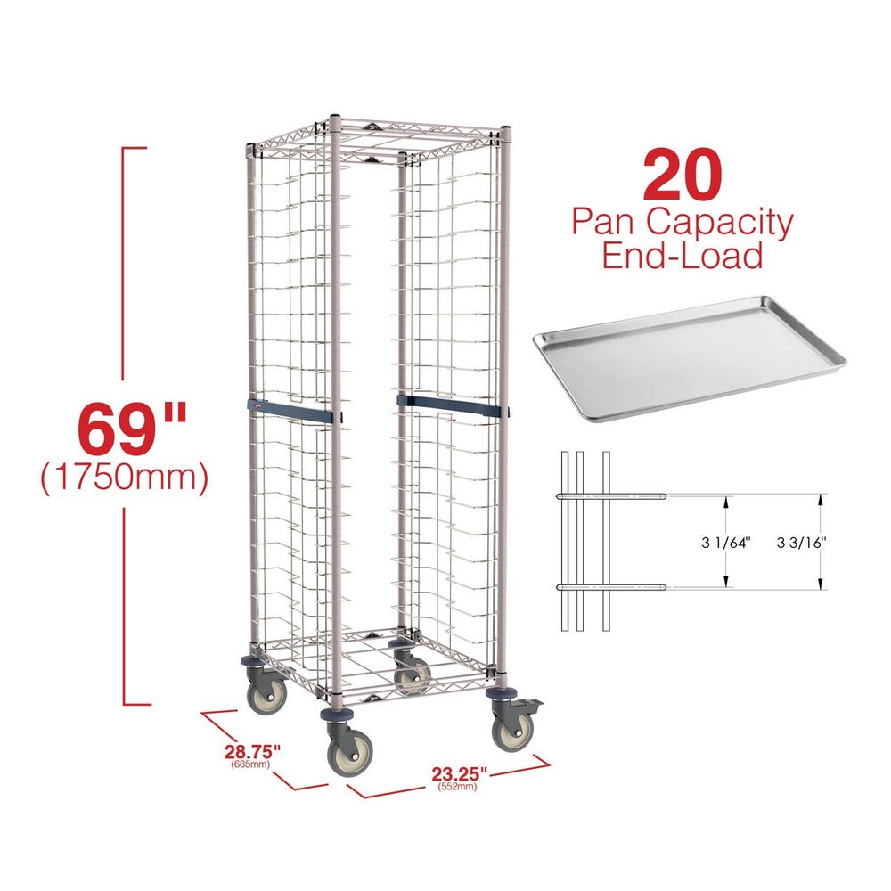 Metro RE3K4S End-Load Stainless Steel/Metroseal 20-Pan Rack， 3