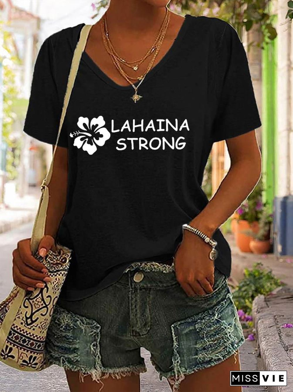 Women's Lahaina Strong Support Maui V-Neck T-Shirt