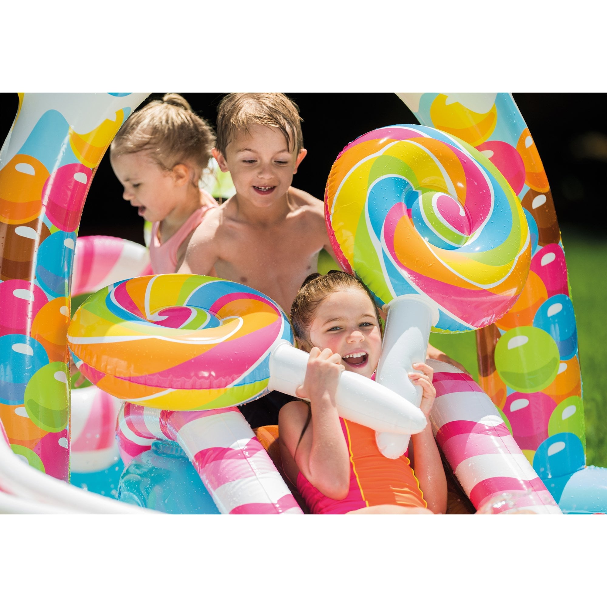 Intex 9' x 6' x 51" Inflatable Candy Zone Kiddie Pool with Waterslide (3 Pack)