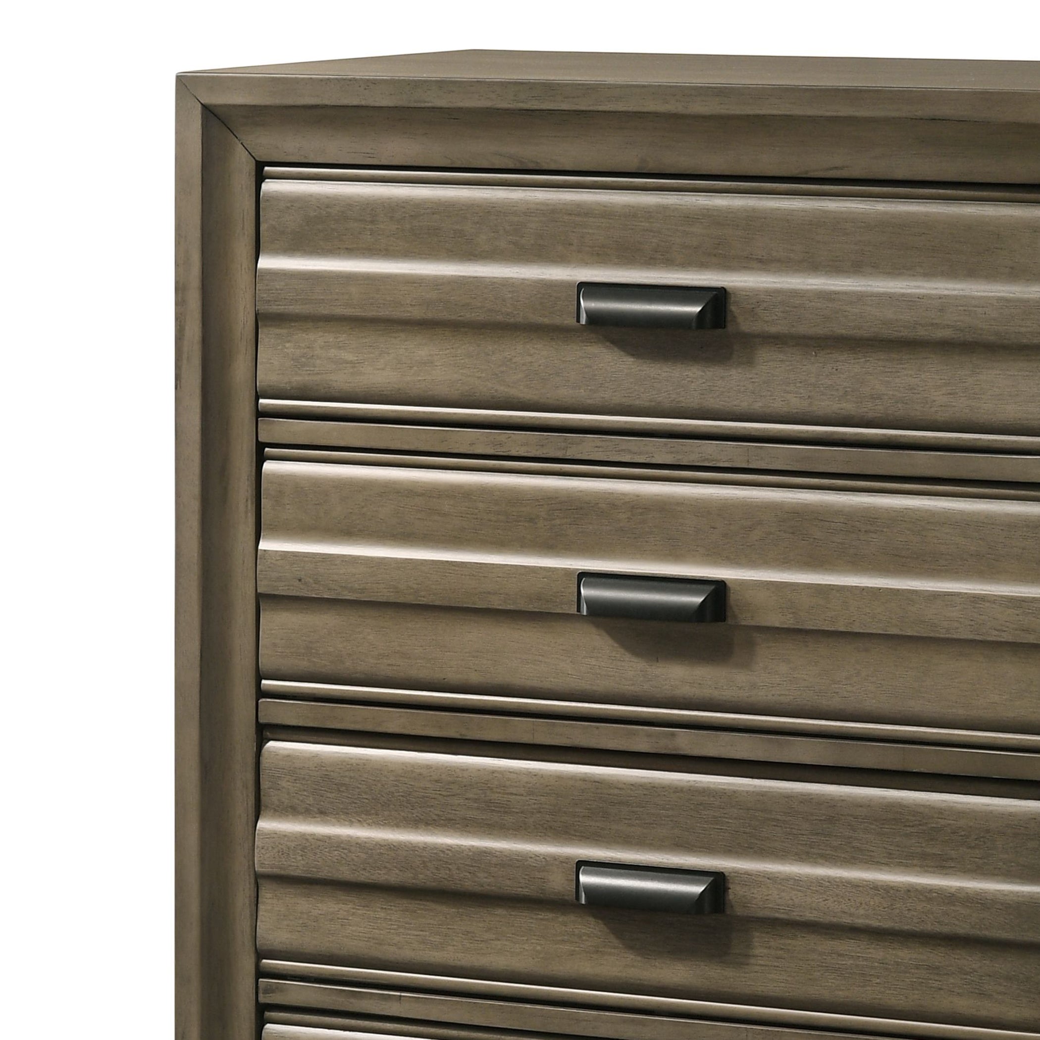 Loiret Light Grey Finish Wood 5-Drawer Chest