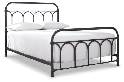 Signature Design by Ashley Nashburg Industrial Farmhouse Metal Bed, Full, Matte Black