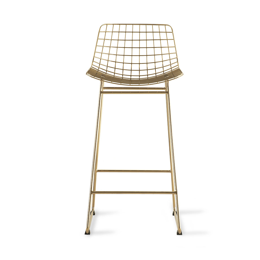 Metal wire bar/counter stool - brass