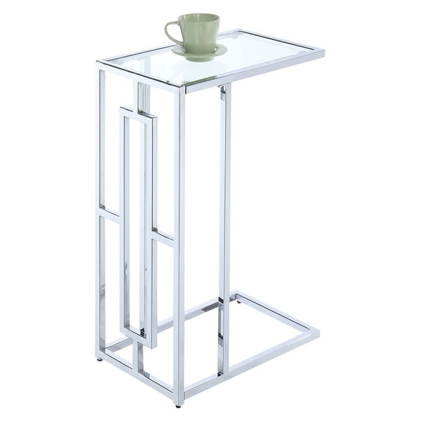 Silver Orchid Adams Square Chrome C-End Table