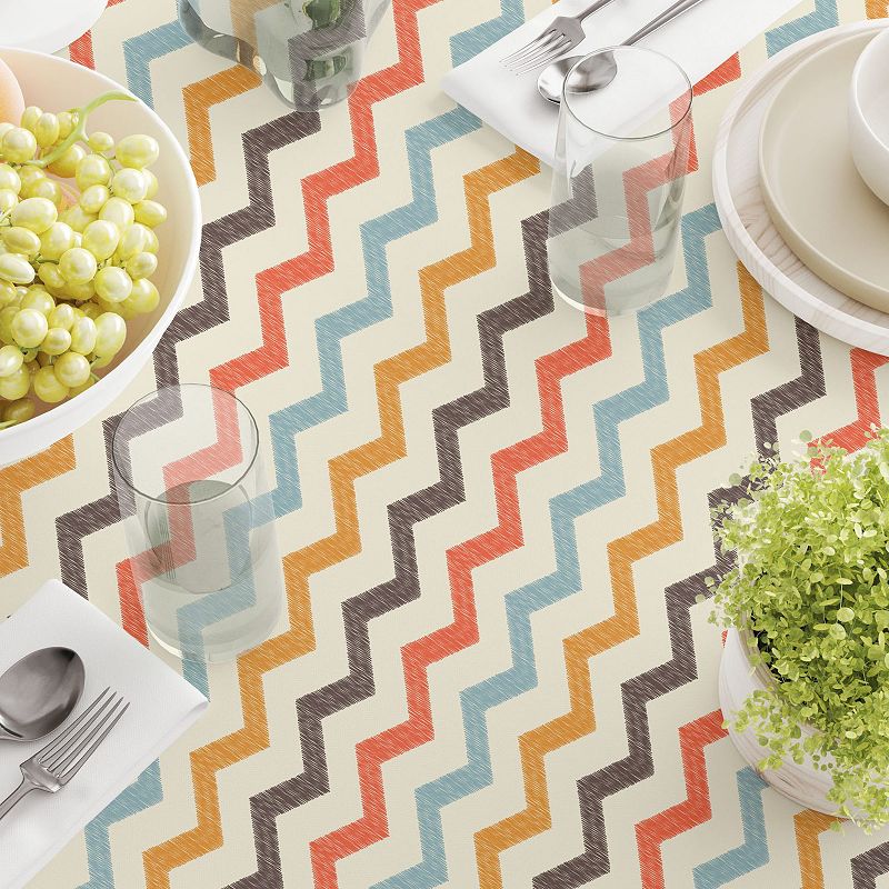 Square Tablecloth， 100% Polyester， 70x70， Chevron Illustration