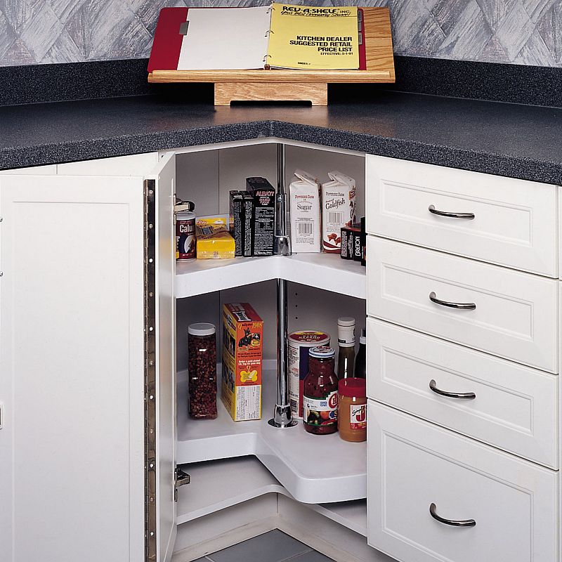 Rev-a-shelf 24 Inch Kidney Lazy Susan Corner Wall Cabinet 2-shelf， 6472-24-11-52