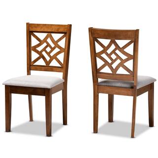 Baxton Studio Nicolette Grey and Walnut Brown Upholstered Dining Chair (Set of 2) 176-2P-11387-HD