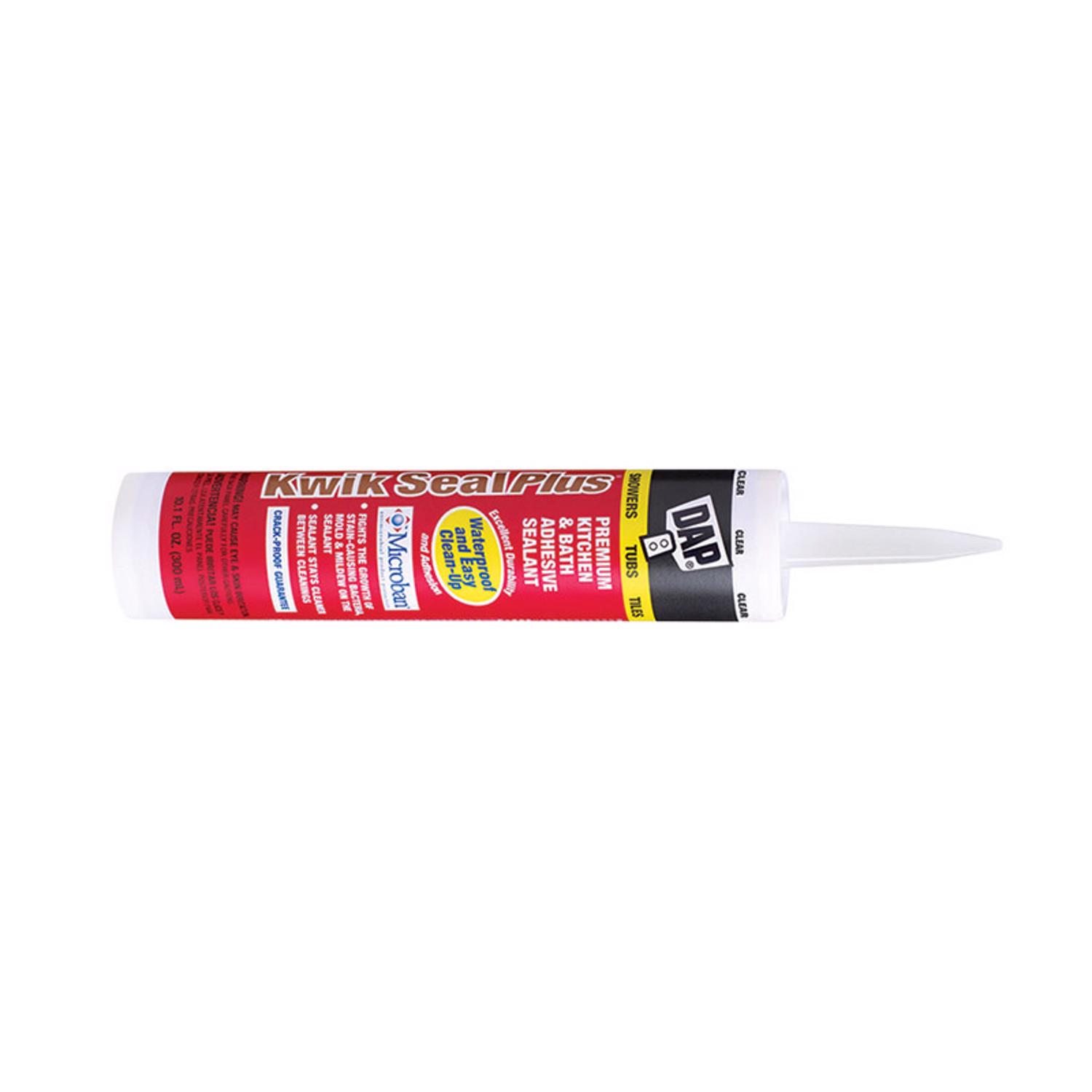 DAP Kwik Seal Plus Clear Siliconized Acrylic Latex Kitchen and Bath Sealant 10.1 oz