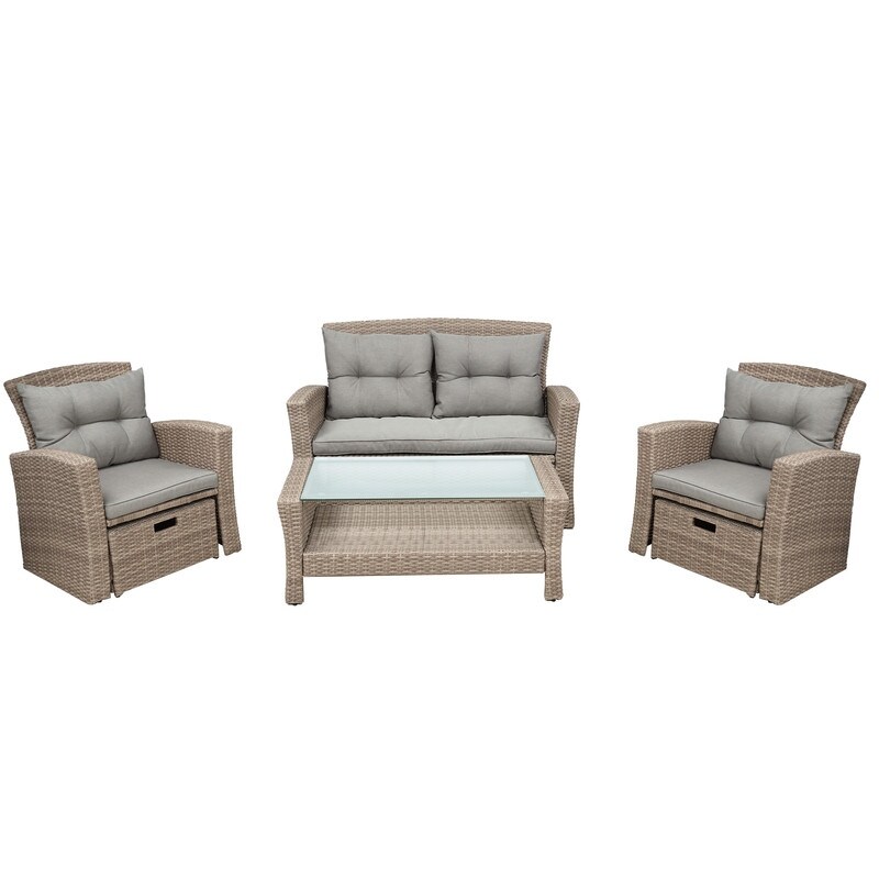 Outdoor  Weather Wicker 4 Piece Patio Furniture Set