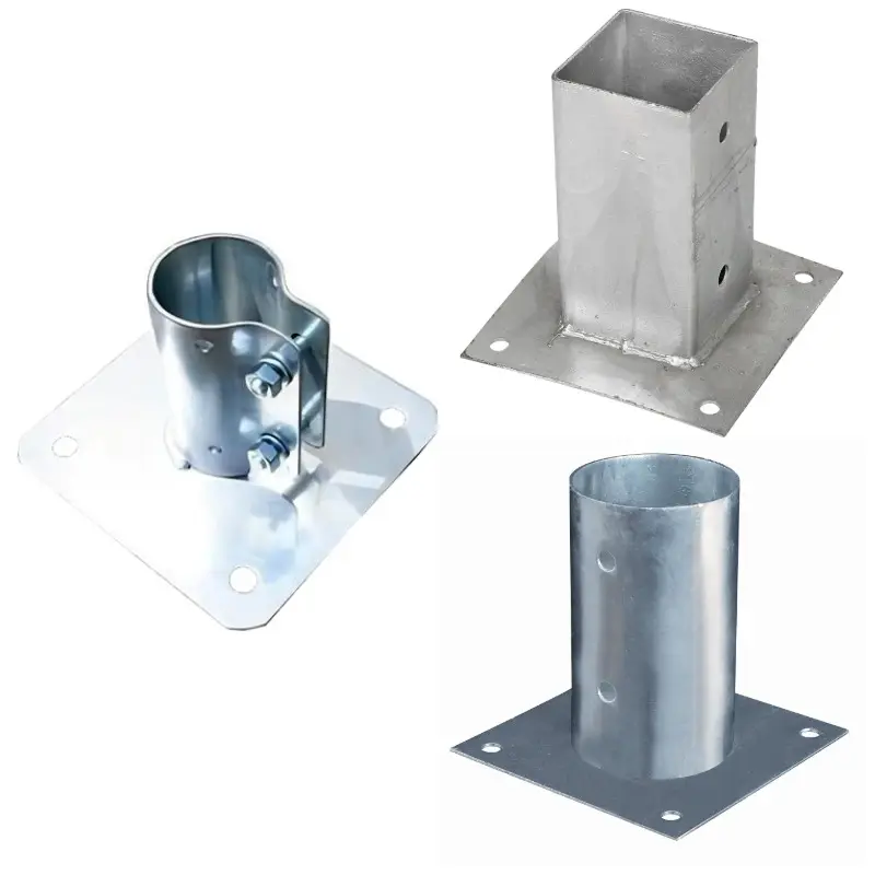 Galvanized steel Fence pipe Fixed base fence accessories Metal fence clips bolts nuts screws Sturdy fixing pole mate stand