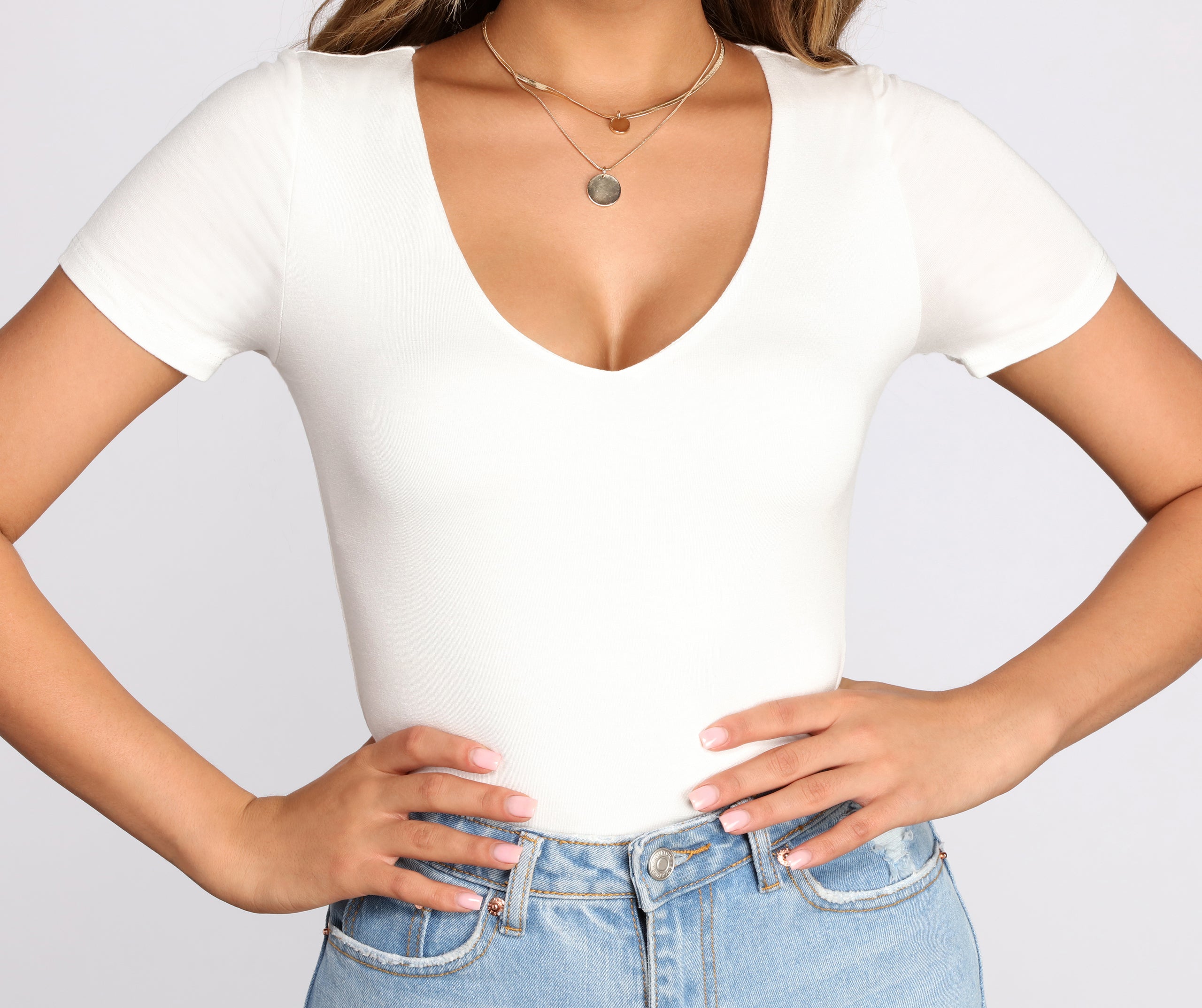 Double Layered Knit V Crop Top