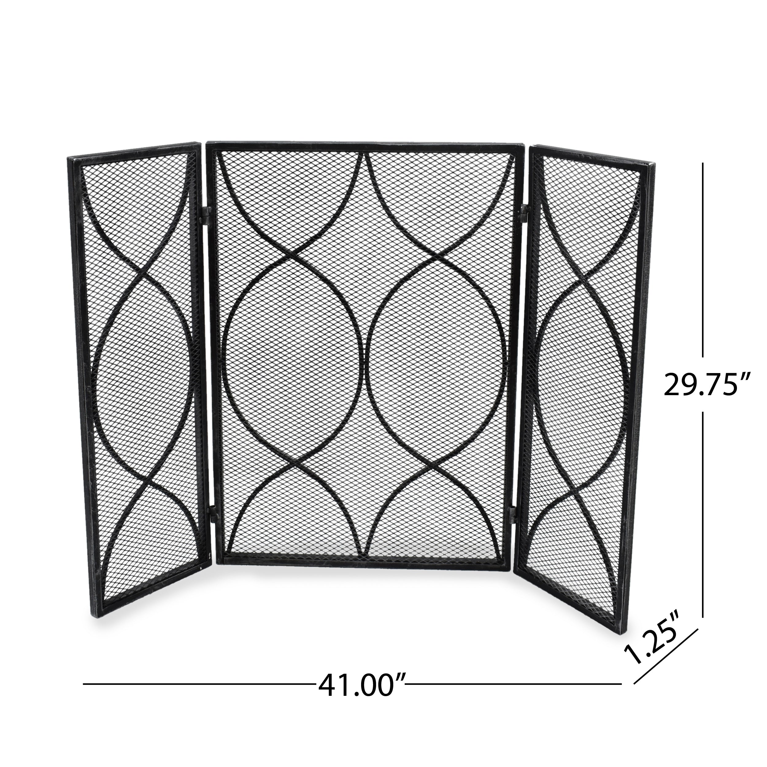 Laylah Modern Three Panel Iron Firescreen