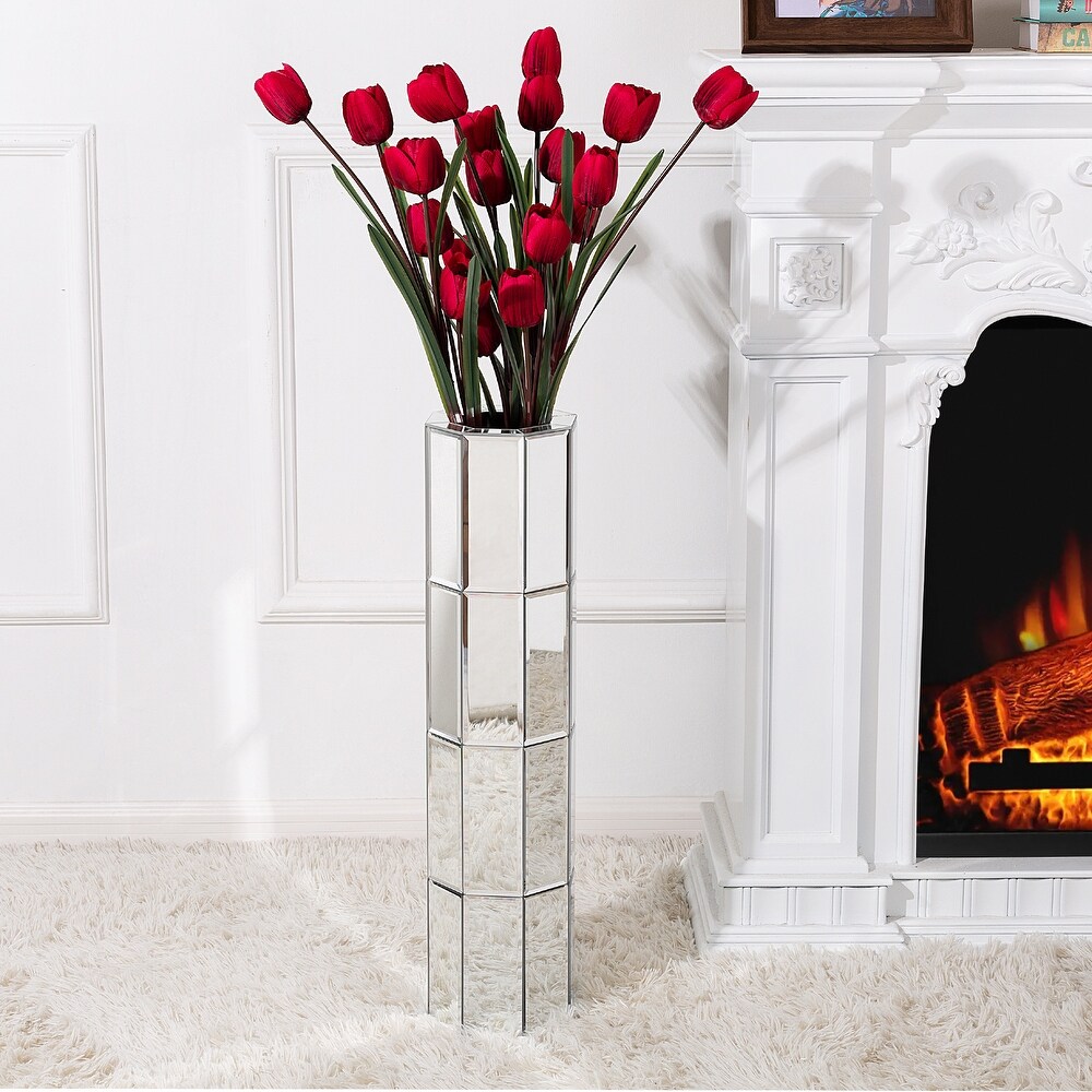 Mirrored Tall Flower Vase Large Glass Vase